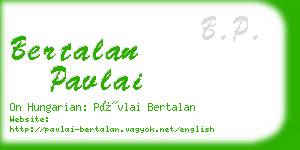 bertalan pavlai business card